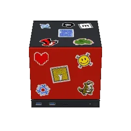 Render of my Stickerised Steam Machine created with Claude