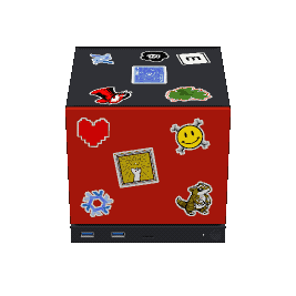 Render of my Stickerised Steam Machine created with Claude